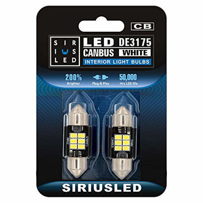 Picture of SIRIUSLED DE3175 bulbs white Extremely Bright led 400 Lumens 3020 Chipset Canbus Error Free LED Bulbs for Interior Car Truck Lights License Plate Dome Map Door Courtesy 1.25 31MM Festoon