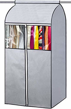 Picture of SLEEPING LAMB Garment Bag Organizer Storage with Clear PVC Windows Garment Rack Cover Well-Sealed Hanging Closet Cover for Suits Coats Jackets, Grey (Not Including Frame)