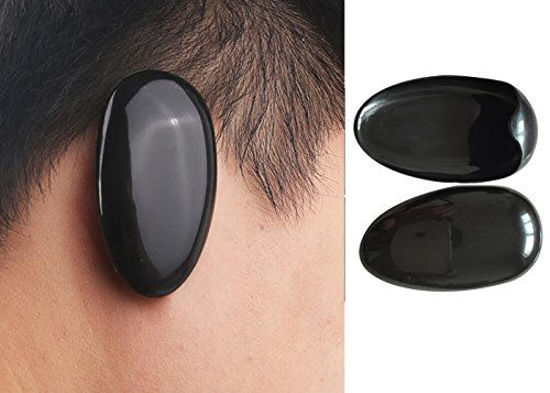 Picture of 10Pairs Black Plastic Professionale Ear Cover Sheets Protector Hairdressing Dye Coloring B Bathing Shower Caps Waterproof Ear Prtotection Earmuff for Hair Salon Women Spa