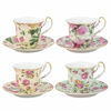 Picture of Gracie China Rose Chintz Porcelain Petite 3-Ounce Espresso/Demitasse Cup and Saucer with Gold Trim Set of 4