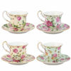 Picture of Gracie China Rose Chintz Porcelain Petite 3-Ounce Espresso/Demitasse Cup and Saucer with Gold Trim Set of 4