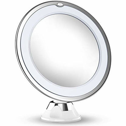 Picture of Updated 2020 Version 10X Magnifying Makeup Vanity Mirror with Lights, LED Lighted Portable Hand Cosmetic Magnification Light up Mirrors for Home Tabletop Bathroom Shower Travel