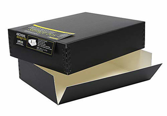 Picture of Lineco. Museum Archival Drop-Front Storage Box. Acid-Free, Metal Edges, Lignin-Free, Removable Lid. 8.5 X 10.5 X 3 Inches. Photo Organizer, Store and Protect Prints. Black Exterior.