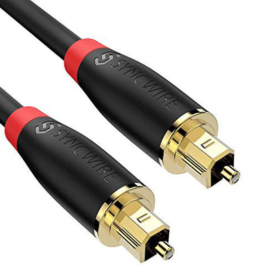 Picture of Syncwire Digital Optical Audio Cable (10 Feet) - [24K Gold-Plated, Ultra-Durable] Fiber Optic Toslink Male to Male Cord Optical Cables for Home Theater, Sound Bar, TV, PS4, Xbox, Playstation & More