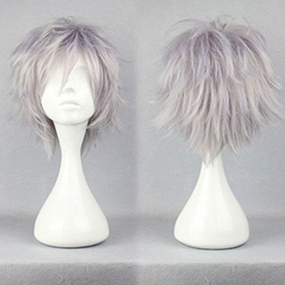 Picture of S-noilite Women Men Male Cosplay Hair Wig Short Straight Anime Party Dress Loose Fluffy Costume Full Wigs Silver Grey