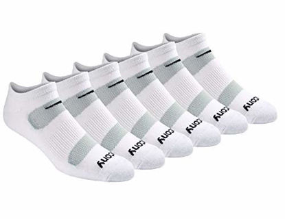 Picture of Saucony Men's Multi-Pack Mesh Ventilating Comfort Fit Performance No-Show Socks, White (6 Pairs), Shoe Size: 13-15