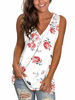 Picture of SAMPEEL Womens Tank Tops White Teens T Shirts Deep V Rose Print Cute Tunic Casual S