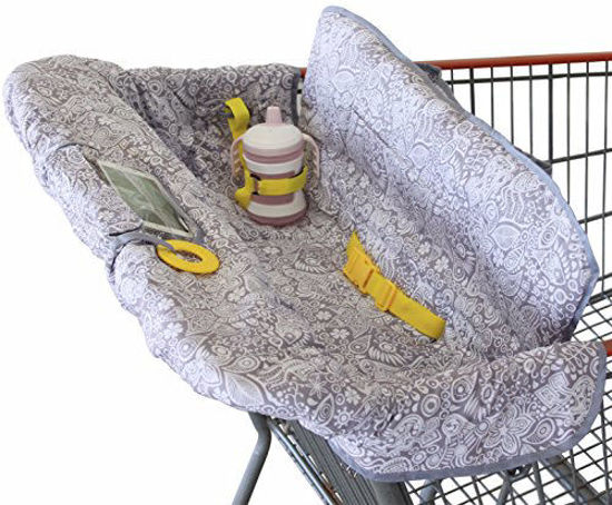 Picture of Shopping Cart Cover for Baby or Toddler | 2-in-1 High Chair Cover | Compact Universal Fit | Unisex for Boy or Girl | Includes Carry Bag | Machine Washable | Fits Restaurant Highchair | Sweet Dreams