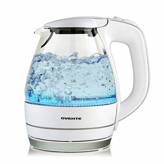 OVENTE 1.5L Electric Glass Kettle - Fast Boiling Borosilicate Countertop  Water Heater for Tea & Coffee Makers - BPA Free with Auto Shut Off