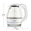 Picture of Ovente Portable Electric Glass Kettle 1.5 Liter with Blue LED Light and Stainless Steel Base, Fast Heating Countertop Tea Maker Hot Water Boiler with Auto Shut-Off & Boil Dry Protection, White KG83W