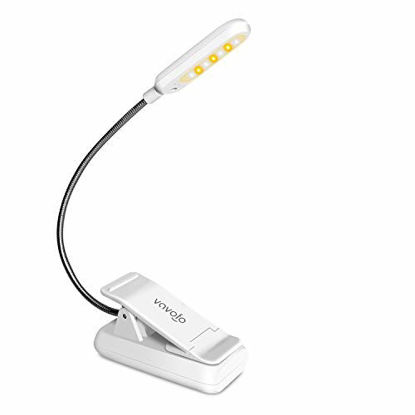 Picture of VAVOFO Clip On Book Light for Bed Kids, 7 LED Reading Light with 9-Level Warm Cool White Daylight, Eye Care Lamp with Power Indicator for Bookworms (White)