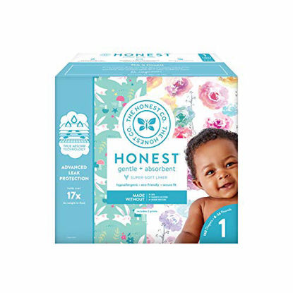 Picture of The Honest Company Super Club Box Diapers with TrueAbsorb Technology, Rose Blossom & Bunnies, Size 1, 160 Count