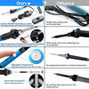 Picture of Soldering Iron Kit Electronics, 21-in-1, 60W Adjustable Temperature Soldering Iron, 5pcs Soldering Iron Tips, Soldering Iron Stand, Desoldering Pump, Magnifier, Solder Wire, Tweezer, PU Carry Bag