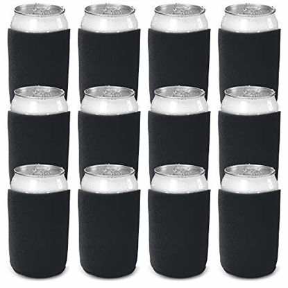 Picture of CSBD Beer Can Coolers Sleeves, Soft Insulated Reusable Drink Caddies for Water Bottles or Soda, Collapsible Blank DIY Customizable for Parties, Events or Weddings, Bulk - 25 Pack (Black)