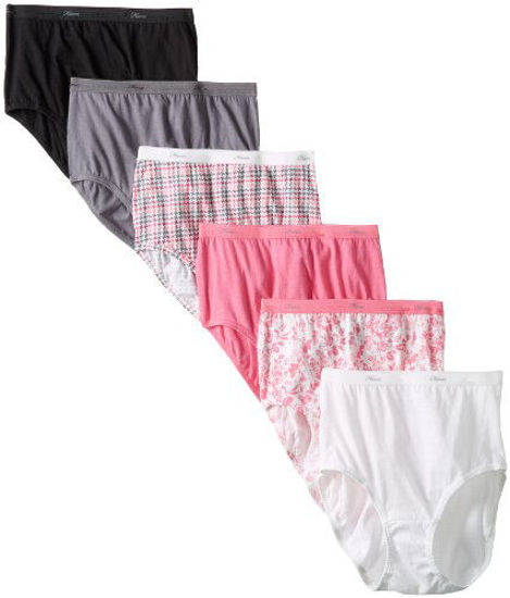 Hanes Women's Plus Size Cool Comfort Cotton Brief 6-Pack, Assorted
