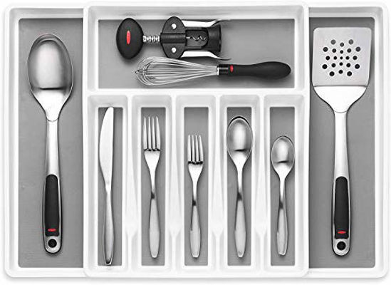 Picture of Expandable Cutlery Drawer Organizer, Flatware Drawer Tray for Silverware, Serving Utensils, Multi-Purpose Storage for Kitchen, Office, Bathroom Supplies