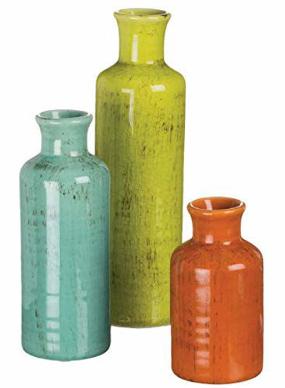 Picture of Sullivans Small Ceramic Vase Set, Rustic Home Décor, Set of 3 Vases, Multi-Color (CM2334)