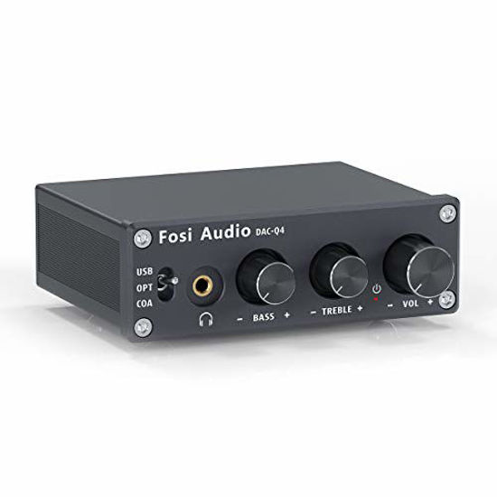 Picture of Fosi Audio Q4 - Mini Stereo Gaming DAC & Headphone Amplifier, 24-Bit/192 KHz USB/Optical/Coaxial to RCA AUX, Digital-to-Analog Audio Converter Adapter for Home/Desktop Powered/Active Speakers - Black