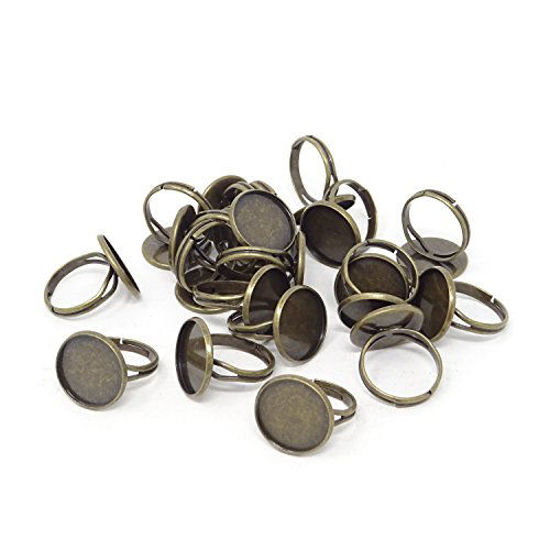 Picture of Honbay 20PCS 16mm Adjustable Finger Ring Blank Bases Round Finger Ring Trays (Bronze)