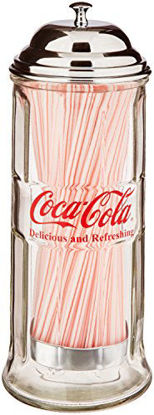 Picture of Tablecraft Coca-Cola Glass Straw Dispenser with Metal Lid, Small