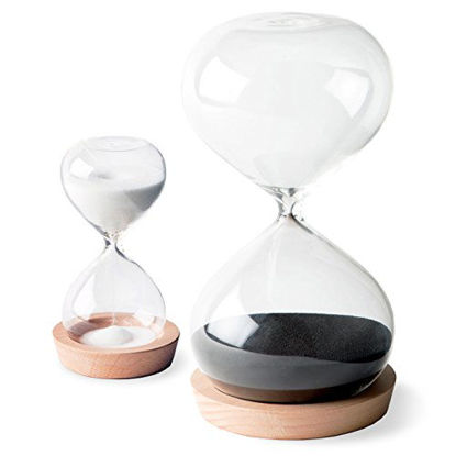 Picture of OrgaNice Hourglass Sand Timer - 30 Minute & 5 Minute Timer Set - Improve Productivity & Achieve Goals - Stay Focused & Be More Efficient - Time Management Tool - [Gift-Ready Packaging]