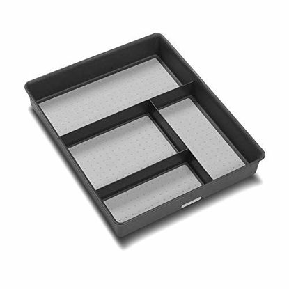 Picture of madesmart Basic Gadget Tray Organizer - Granite | BASIC COLLECTION | 4-Compartments | Multi-Purpose Storage | Soft-grip lining and Non-slip Rubber Feet | Easy to Clean | Durable | BPA-Free