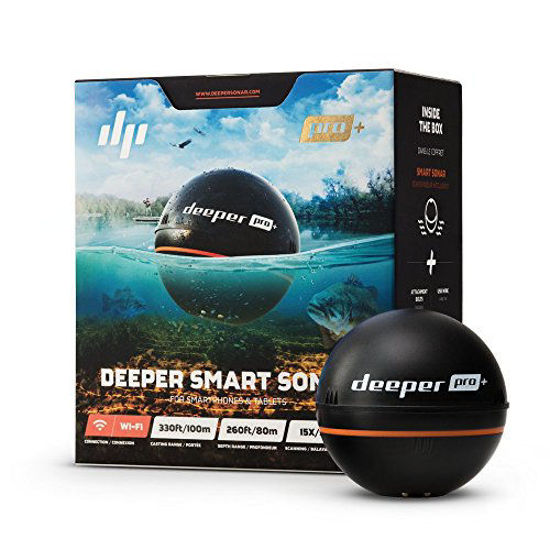 Picture of Deeper PRO+ Smart Sonar - GPS Portable Wireless Wi-Fi Fish Finder for Shore and Ice Fishing, Black, 2.55" (DP1H10S10)