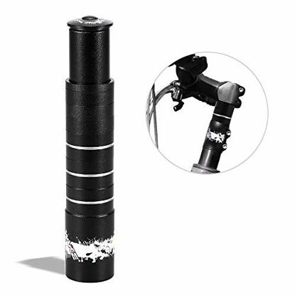 Picture of Lixada Bike Stem Riser, Bike Fork Stem Extender, Handlebar Riser Adapter, Suitable for Mountain Bike, Road Bike, MTB, ect.(Aluminium Alloy, Adjustable, Black)