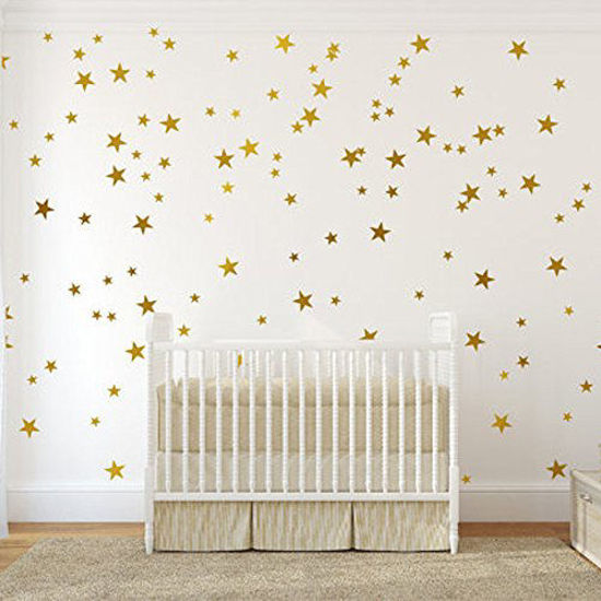 Picture of 54 pcs Removable Vinyl Sparkling Star Wall Decals DIY Glitter Stars Wall Stickers Murals Star Sticker for Home Walls Kids Room Bedroom Living Room Bathroom Boys Girls Decor 2.5" 6 Sheets (Glod)