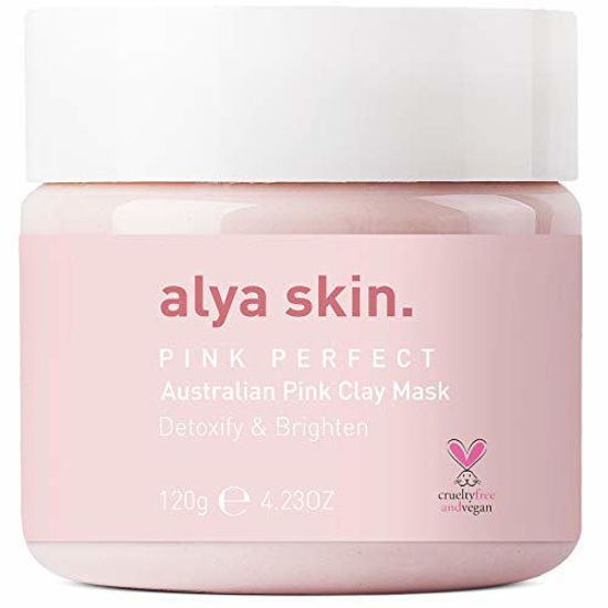 Picture of Alya Skin Clay Mask | Deep Cleansing Bentonite Clay Face Mask | Purifying, Brightening Face Mask with Kaolin, Aloe Vera, Vitamin C E | Vegan Cruelty Free 4.32 oz 120 gm