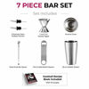 Picture of 7-Piece Cocktail Shaker Set - Bar Tools - Stainless Steel Cocktail Shaker Set Bartender Kit, With All Bar Accessories, Cocktail Strainer, Double Jigger, Bar Spoon, Bottle Opener, Pour Spouts.