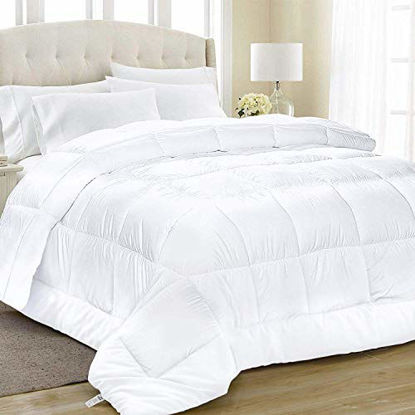 Picture of Equinox All-Season White Quilted Comforter - 88 x 88 Inches - Goose Down Alternative Queen Comforter - Duvet Insert Set - Machine Washable - Plush Microfiber Fill (350 GSM)