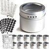 Picture of Talented Kitchen 12 Magnetic Spice Tins and 2 Types of Spice Labels. 12 Storage Spice Containers, Magnetic Spice Jars with Window Top and Sift-Pour. 240 Preprinted Spice Stickers. Spice Rack On Fridge