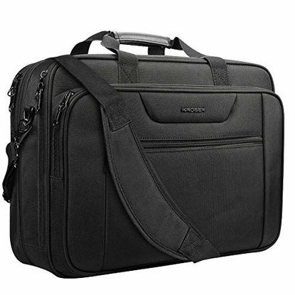 Picture of KROSER 18.5" Laptop Bag XXL Laptop Briefcase Fits Up To 18 Inch Laptop Water-Repellent Gaming Computer Bag Shoulder Bag Expandable Capacity For Travel/Business/School/Men-Black