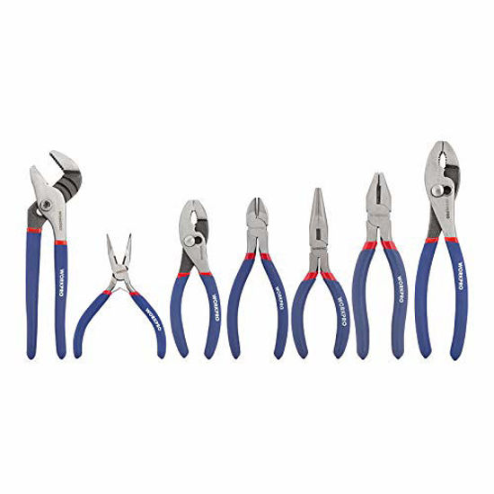 Picture of WORKPRO 7-piece Pliers Set (8-inch Groove Joint Pliers, 6-inch Long Nose, 6-inch Slip Joint, 4-1/2 Inch Long Nose, 6-inch Diagonal, 7-inch Linesman, 8-inch Slip Joint) for DIY & Home Use