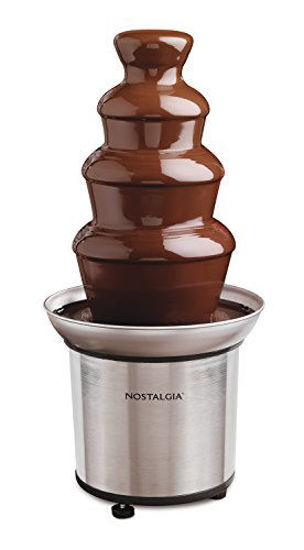 Picture of Nostalgia CFF986 32-Ounce Stainless Steel Chocolate Fondue Fountain, 2-Pound Capacity, Easy to Assemble 4 Tiers, Perfect For Nacho Cheese, BBQ Sauce, Ranch, Liqueurs