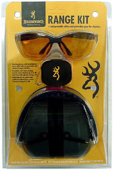 Picture of Browning Range Kit Shooting Glasses, Foam Earplugs, and Adjustable-fit Earmuffs Combo Pack