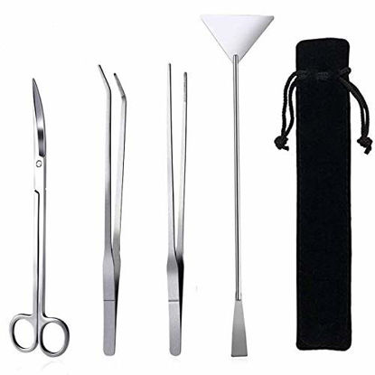 Picture of Jeeco Aquarium Scissor Tweezers Spatula Tool - 4 in 1 Stainless Steel Aquatic Plants Aquascaping Tools Set for Fish Starter Kits & Aquariums Tank