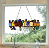 Picture of River of Goods Birds on a Wire 9.5 Inch High Stained Glass Suncatcher Window Panel, Multicolor