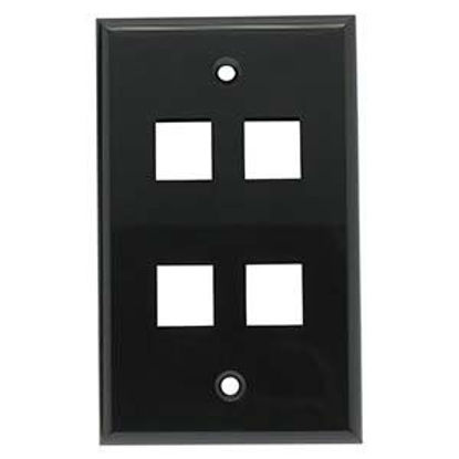 Picture of InstallerParts 4Port Keystone Wallplate Black Smooth Face