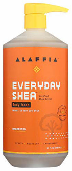 Picture of Alaffia - EveryDay Shea Body Wash, Naturally Helps Moisturize and Cleanse without Stripping Natural Oils with Shea Butter, Neem, and Coconut Oil, Fair Trade, Unscented, 32 Ounces