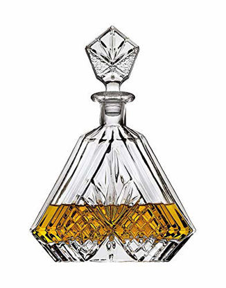 Picture of James Scott Crystal Whiskey Triangular Decanter Lead-Free - Perfect for Liquor, Scotch, Bourbon, Wine - Irish Cut, Packaged in an Elegant Gift Box