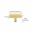 Picture of 15Pack Gold Cabinet Knobs Single Hole Drawer Knobs - goldenwarm Furniture Hardware Brass Knobs for Bathroom Cabinets Gold Drawer Knobs Square T Bar Hardware 2"(50mm) Overall Length