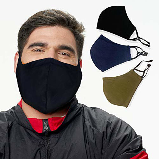 Picture of BLU HORN Face Mask XL(X-Large), with Nose Wire, Adjustable Loop, Breathable, Washable(3-Pack)