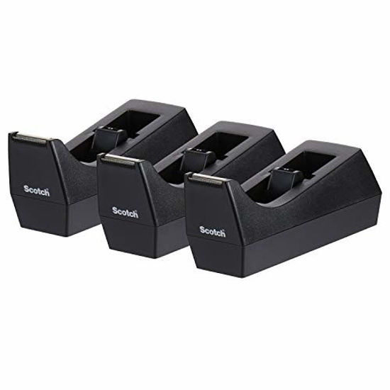 GetUSCart- Scotch Desktop Tape Dispenser, 3-Pack, Weighted, Non-Skid Base,  Black, Made of 100% Recycled Plastic (C-38-3PK-SIOC)