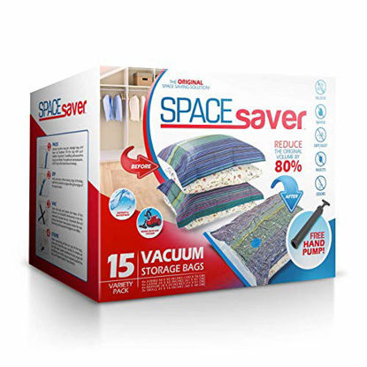 Picture of Spacesaver Premium Vacuum Storage Bags (3 x Small, 4 x Medium, 4 x Large, 4 x Jumbo), 80% More Storage Than Leading Brands, Free Hand Pump for Travel! (Variety 15 Pack)