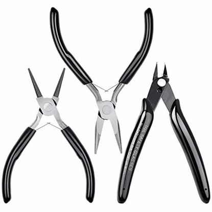 Picture of Jewelry Pliers, Cridoz Beading Pliers Set with Needle Nose Pliers, Round Nose Pliers and Wire Cutter for Jewelry Making Beading Repair Supplies and Crafting (set of 3)