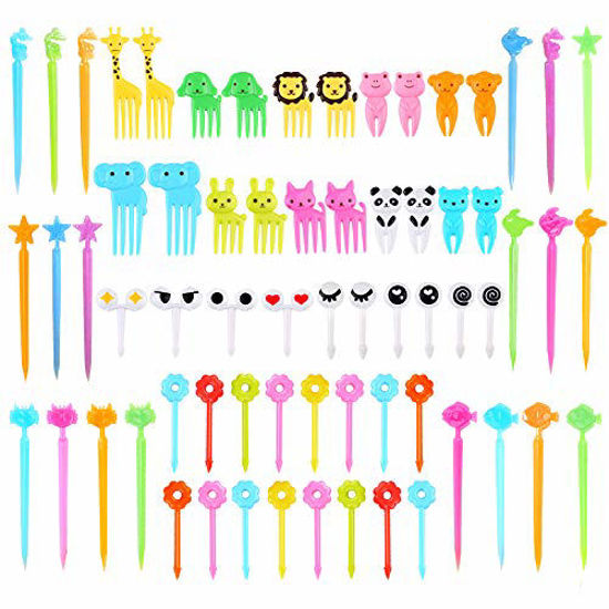 Picture of 66 Pcs Animal Food Picks for Kids, Mini Bento Picks, Cute Cartoon Animal Fruit Food Toothpicks, Lunch Bento Box Picks Forks