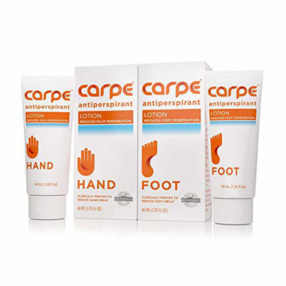 Picture of Carpe Antiperspirant Hand and Foot Lotion Package Deal (1 Hand and 1 Foot Tube - Save 17%), Stop Sweaty Hands and Sweaty, Smelly Feet, Dermatologist-Recommended, Most-Popular