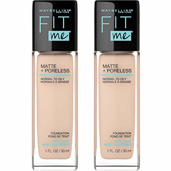 Picture of Maybelline Fit Me Matte + Poreless Liquid Foundation Makeup, Classic Ivory, 2 COUNT Oil-Free Foundation